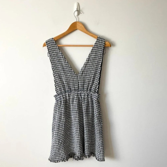 Zara Pinafore Tweed Buttons Overall Dress Blue NWT Size Small - Picture 8 of 11